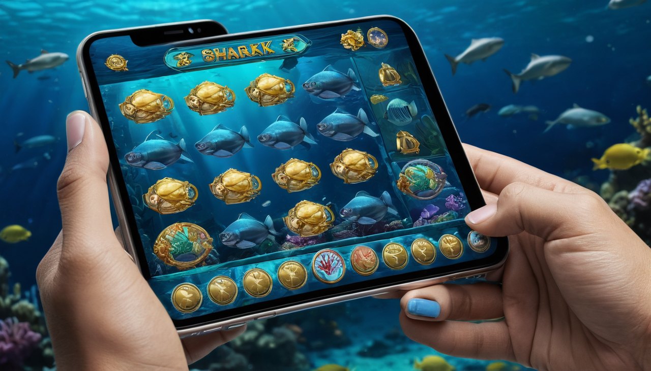 鋸齒鯊 Razor Shark 試玩示意圖：免費體驗深海鯊魚神秘堆疊主題老虎機的手機畫面
