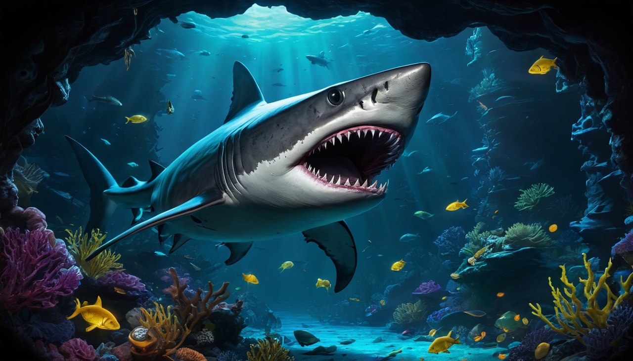 鋸齒鯊 Razor Shark 深海鯊魚神秘堆疊主題老虎機手遊 主題示意圖